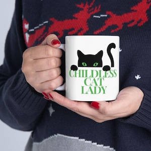 Childless Cat Lady Coffee Mug | Funny Cat Lover Gift | Cute Cat Mom Mug for Cat Enthusiasts