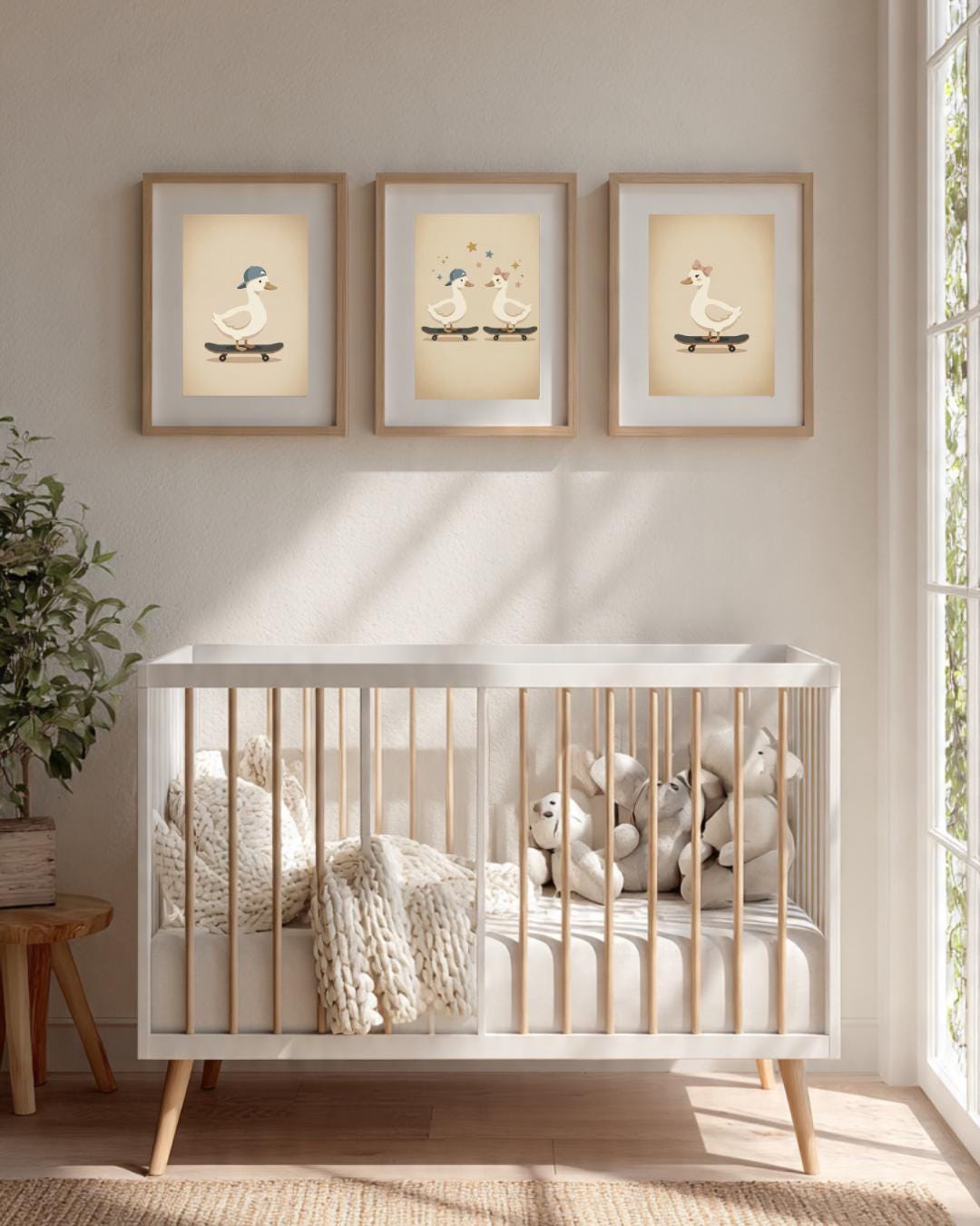 Retro Duck Nursery Wall Art Set of 3, Skateboard Duck Prints, Gender ...