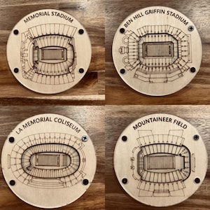 College Football Stadium Coasters - 3D Wood Coaster, Football Gift, Sports Gift, Home Bar