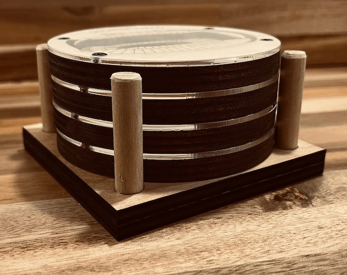 3D Stadium Wood Coaster, Sports Fan Gift, Home Bar Decor