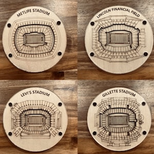 Pro Football Stadium Coasters - 3D Wood Coaster, Football Gift, Sports Gift, Home Bar