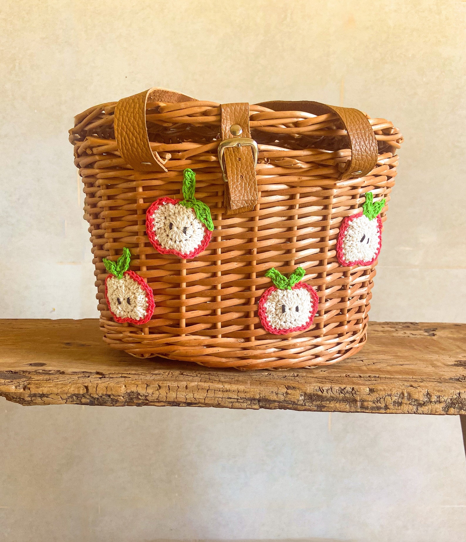 Cute Kids' Wicker Picnic Basket With Embroidered Design and Convenient ...