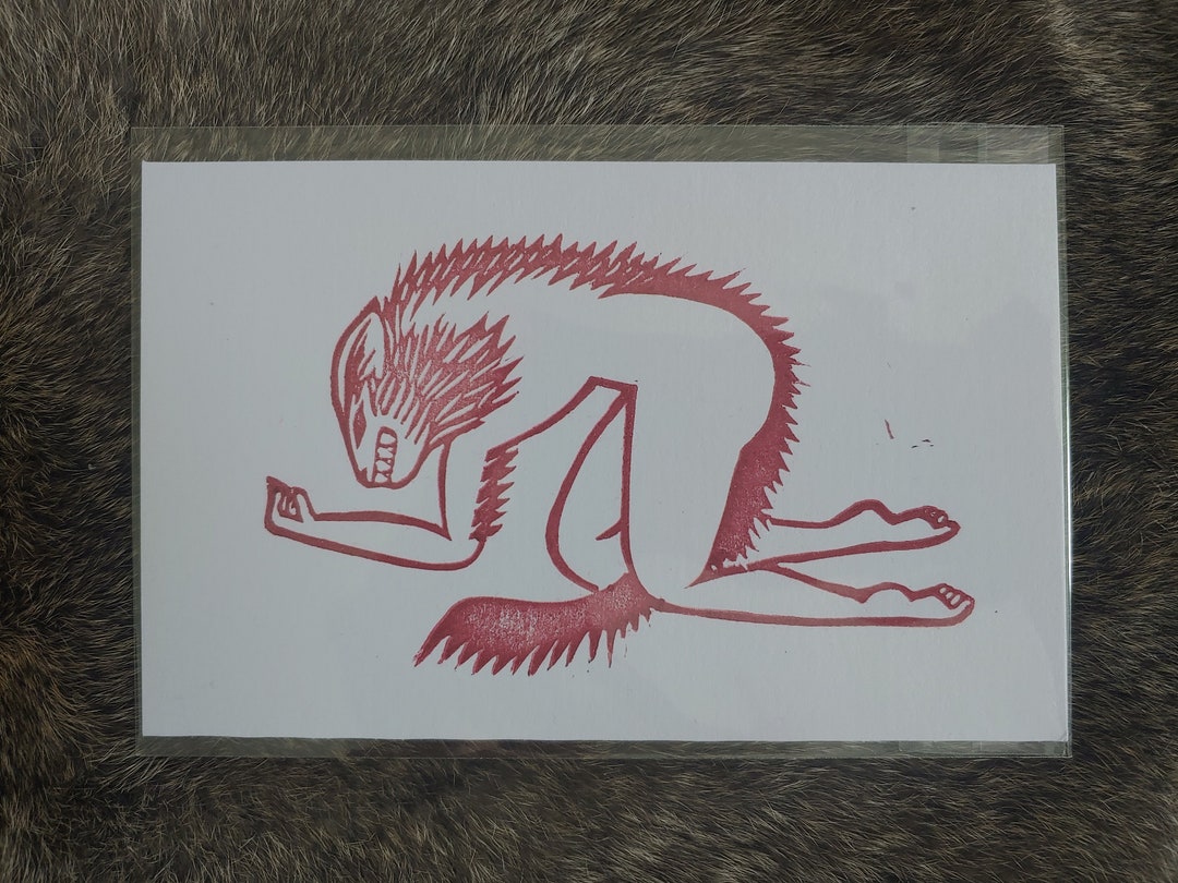 Werewolf Woman Block Print - Etsy