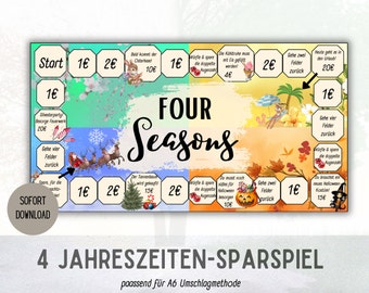 4 Seasons Annual Savings Game Set Dice Savings Game/Save Challenge | A6 Zipper Envelope Method | PDF Download/Budget