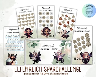 Savings Challenge Set Elfenreich / PDF suitable for A6 envelopes in savings binder / Digital download / Budgeting / Budget Binder