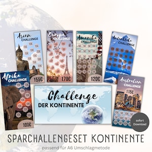 Savings Challenge Set/Vacation/PDF/Envelope Method/Savings Binder/Digital Download/Budgeting/Budget Challenge/Budget Set German/Annual Challenge