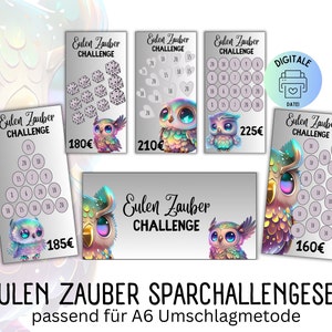 Spaaruitdaging Set Uilen Magic / PDF geschikt voor A6-enveloppen in spaarmap / Digitale download / Budgettering / Budgetbinder