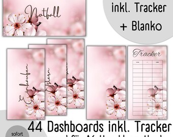 44 Dashboards (Cover Pages) + Tracker Pink Flowers Design for A6 Envelopes Envelope Method in Budget Binder | Digital PDF download