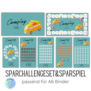 Budgeting Set Camping/Vacation Savings Game Set Dice Savings Game Template with Tracker Challenge Saving | A6 Zipper Envelope Method | Download PDF