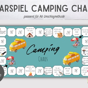 Camping Chaos Holiday Savings Game Set Dice Savings Game Template Including Tracker Challenge Saving | A6 Zipper Envelope Method | Download PDF