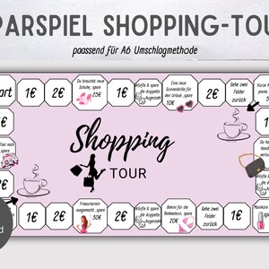 Shopping Tour Savings Game Set Dice Savings Game Template Including Tracker Challenge Saving | A6 Zipper Envelope Method | Download PDF