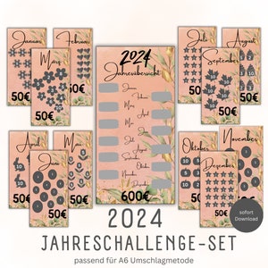 Budget Annual Savings Challenge Set / PDF A6 Envelopes in Savings Binder / Digital Download / Budgeting / Budget Binder/ Challenge Set
