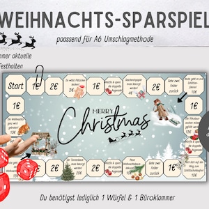 Merry Christmas Christmas Savings Game Set Dice Savings Game/Challenge Saving | A6 Zipper Envelope Method | PDF Download/ Budget