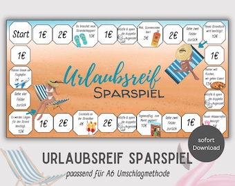 Urlaubsreif Urlaubs Sparspiel Set Würfel Sparspiel Vorlage inkl Tracker Challenge Sparen | A6 Zipper Umschlagmethode | PDF Download/ Budget