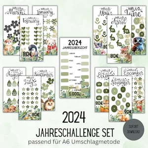 Budget Annual Savings Challenge Set / PDF A6 Envelopes in Savings Binder / Digital Download / Budgeting / Budget Binder/ Challenge Set