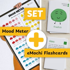 SET: Mood Meter + eMochi Flashcards | Emotionen | Gefühle | Emotionale Intelligenz | Deutsch | Poster | Karten | Digitaler Download | PDF
