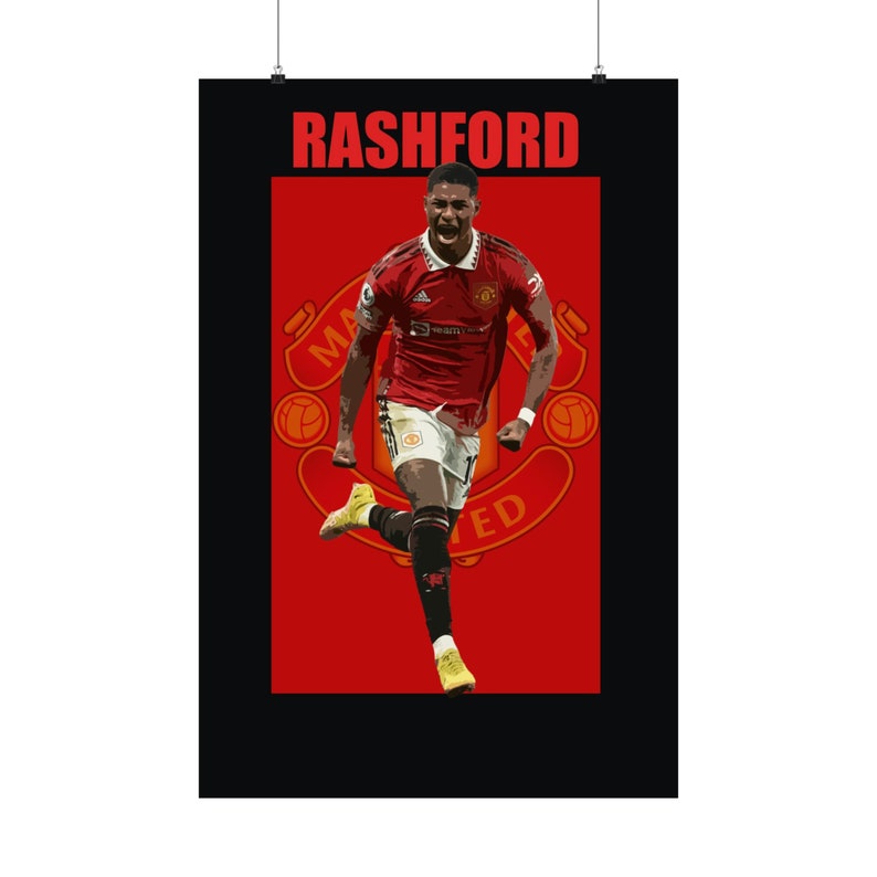 Rashford Football Poster Marcus Rashford Manchester United Wall Art