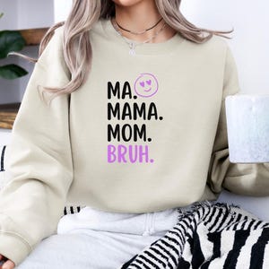Moletom pulôver com estampa de letras MAMA, moletom casual de manga comprida com gola redonda para outono e inverno, roupas femininas, Ma, Mama, Mom, Bruh