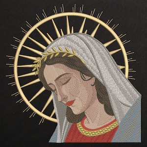 Holy Virgin Mary Machine Embroidery Design, Mary Embroidery File, Christian Religious Embroidery Pattern 8 Sizes Instant download