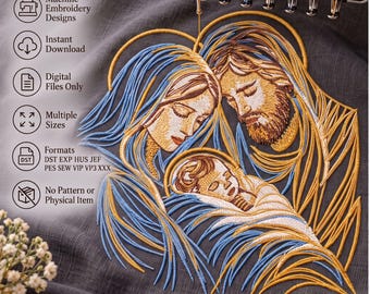 Holy Family Nativity Christian Religious Machine Embroidery Design Mary Joseph Baby Jesus Digital Download File