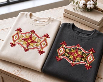 大型フープ クリスマス刺繍デザイン ジャケット スウェットシャツ デジタルダウンロードファイル