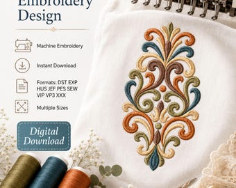 Sierlijke scroll bloeien machine borduurwerk ontwerp digitaal downloadbestand