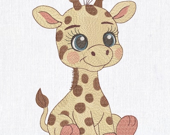 Cute Safari Baby Giraffe Machine Embroidery Design, Wild Animal Embroidery File, Jungle Giraffe Embroidery Pattern for Kids 8 Sizes