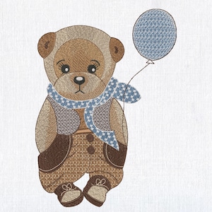 Vintage Teddy Bear Embroidery Design: Baby & Kids (8 Sizes) (PES)