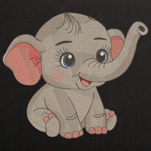 Baby Elephant Wild Safari Machine Embroidery design, Cartoon Elephant Embroidery File, Cute Animal Embroidery pattern 8 Sizes