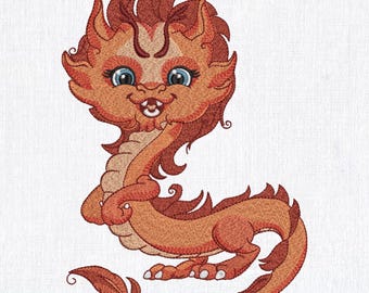 Fantasy Baby Dragon Machine Embroidery Design (Instant Download)