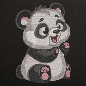 Lindo diseño de bordado a máquina de panda, archivo de bordado de animales bebés, patrón de bordado de panda de dibujos animados 8 tamaños Descarga instantánea