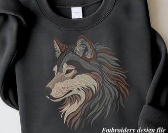 Wolf Kopf Realistische wilde Tiere Digitale Maschinen Stickerei Design für Sweatshirt, T-Shirt, Hoodie