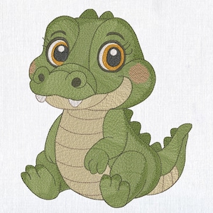 Cute Baby Crocodile Machine Embroidery Design, Jungle Alligator Embroidery File, Safari Animal Embroidery Pattern for Kids 8 Sizes