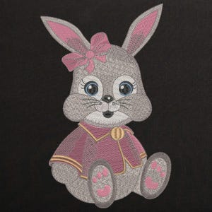 Cute Easter Baby Bunny Girl Machine Embroidery Design, Spring Cartoon Rabbit Embroidery File, Woodland Hare Embroidery Pattern 8 Sizes