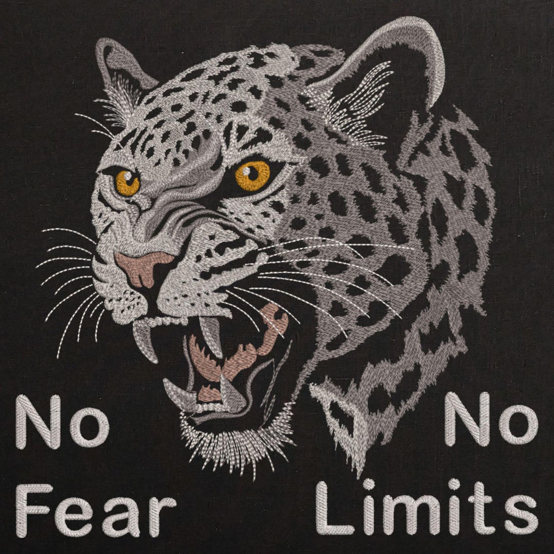 Realistic Aggressive Leopard Face, Motivational Quote Machine ...