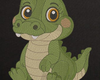 Cute Baby Crocodile Machine Embroidery Design, Jungle Alligator Embroidery File, Safari Animal Embroidery Pattern for Kids 8 Sizes