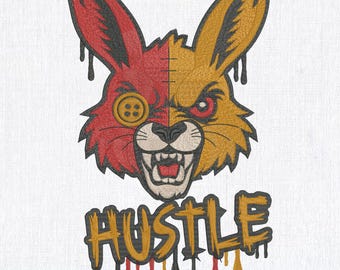 Grumpy Rabbit Embroidery design Halloween Horror Urban Style. 6 sizes. Instant Download