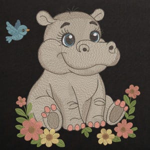 Cute Baby Hippo Machine Embroidery Design, Cartoon Hippo Embroidery File, Jungle Animal Embroidery Pattern for Baby Clothes Gifts 8 Sizes