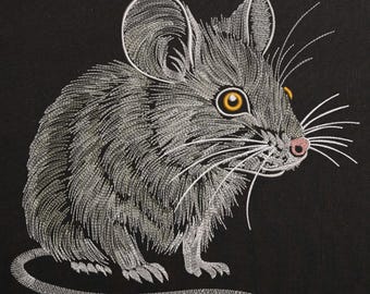Realistic Mouse Machine Embroidery Design: Rodent Animal File (Dark Fabric)