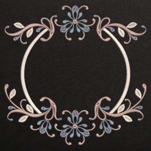 Floral Monogram Frame Embroidery Design: Flower Border (PES, Instant Download)