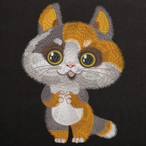 Cute Red Cat Machine Embroidery design, Adorable Kitten Embroidery File, Cartoon Pet Cat Embroidery pattern 8 Sizes Instant download