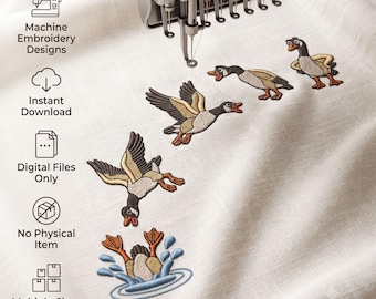 Funny Diving Geese Machine Embroidery Design Digital Download File