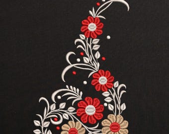 Floral Corner Embroidery Design: Elegant Flower Border (Instant Download)