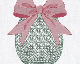 Easter Egg with Bow Machine Embroidery Design (PES)