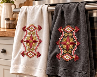 クリスマスキッチンマシン刺繍デザインティータオルナプキンデジタルダウンロードファイル