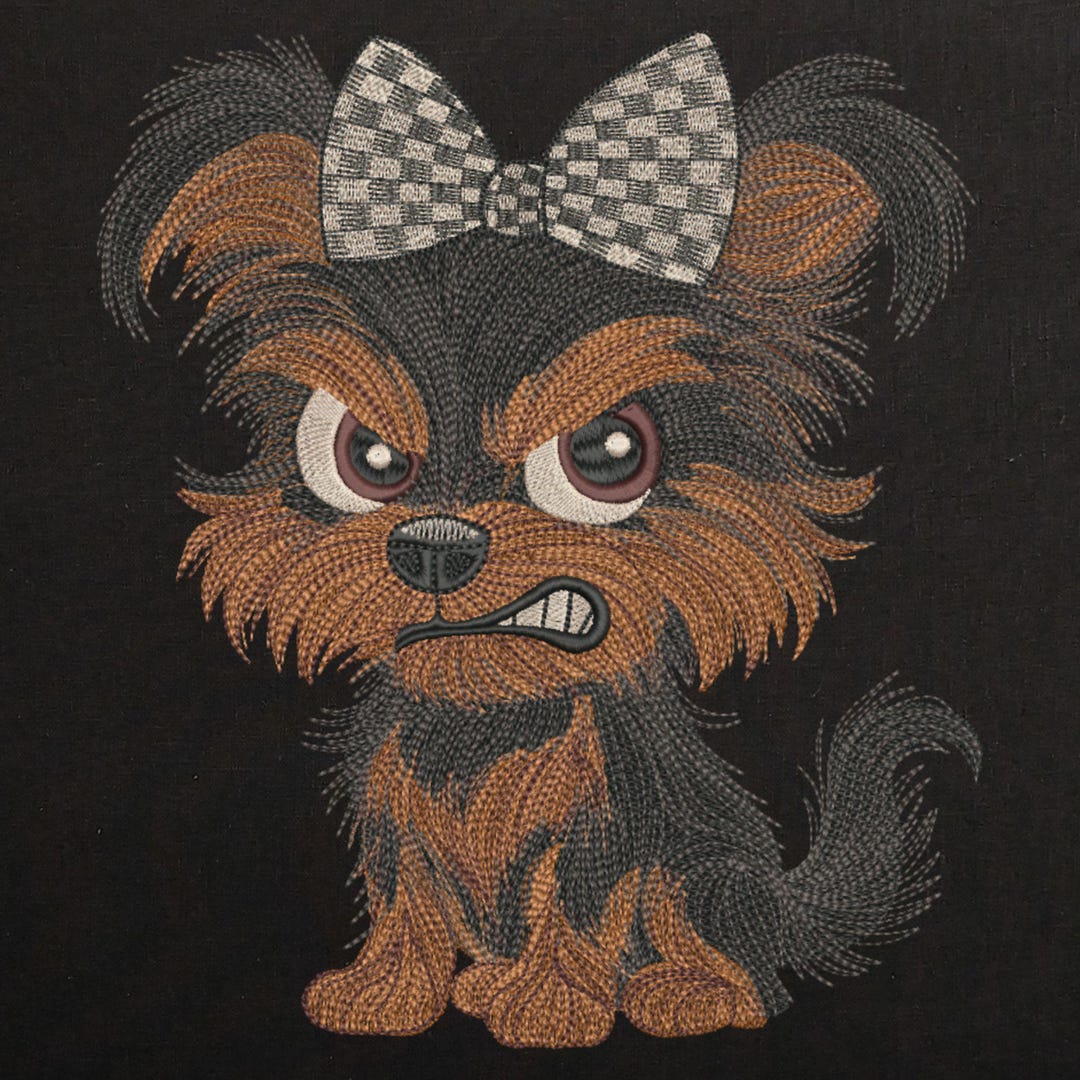 Grumpy Yorkie Machine Embroidery Design: Angry Terrier Puppy File (8 ...
