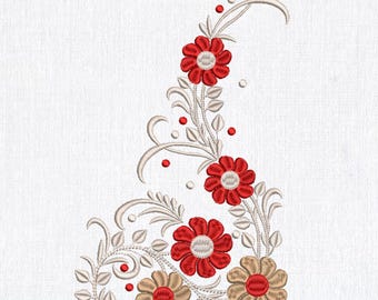 Floral Corner Embroidery Design: Elegant Flower Border (Instant Download)