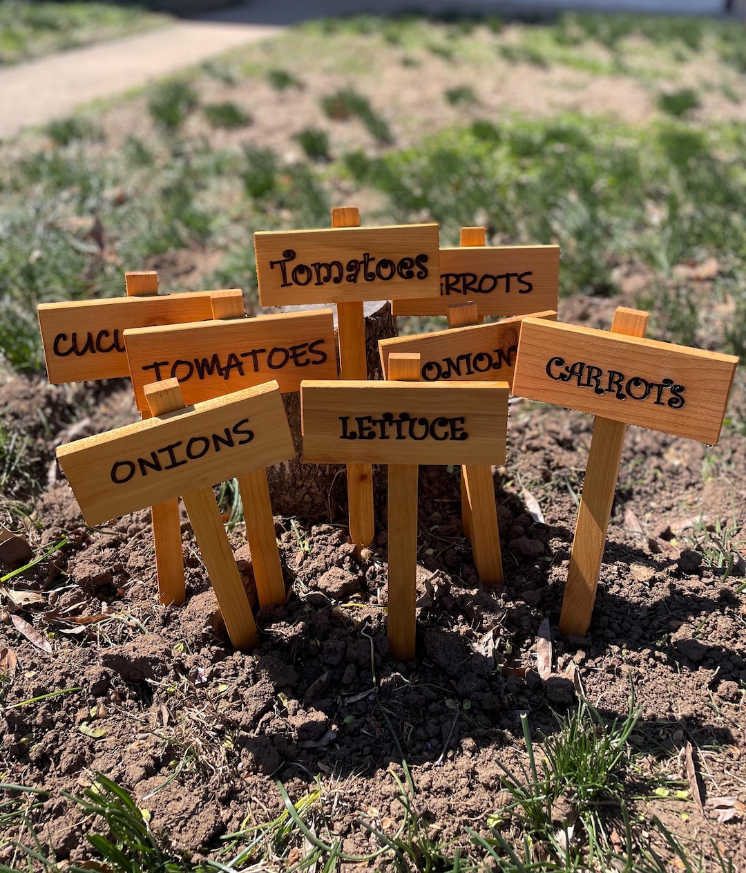 Cedar Garden Marker-laser Engraved Plant Labels- Rot Resistant Garden ...