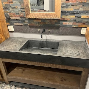 Concrete Ramp Sink, Handcrafted Concrete Bathroom Vanity.