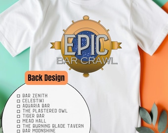 Camiseta de Bar Crawl Épico, Camiseta con Lista de Verificación Inspirada en el Universo Épico Universal, Camiseta para Beber del Universo Épico, Camiseta de Recorrido por Parques Temáticos